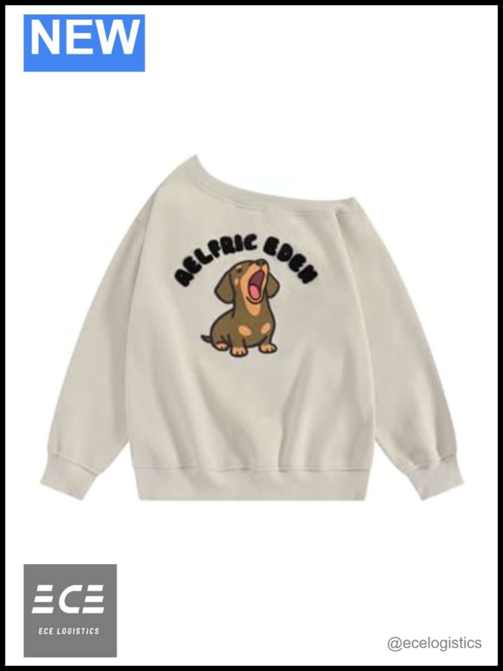 Aelfric Eden Dachshund Off Shoulder Sweatshirt Cute Graphic Drop Shoulder Long